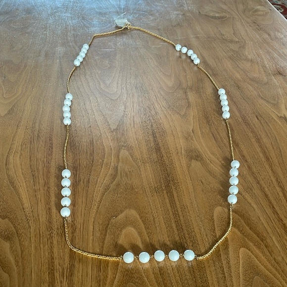 Vintage Kenneth Lane Gold and White Beaded Necklace